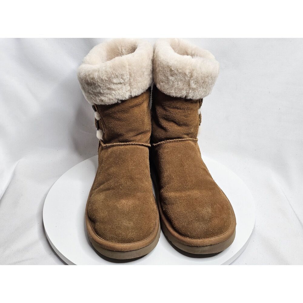 Koolaburra by UGG Sulana Short Shearling Chestnut Boots‎ Buckles Women's Size 9 - Picture 3 of 7
